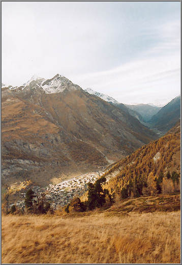 Blick vom Gornergrat nach Zermatt